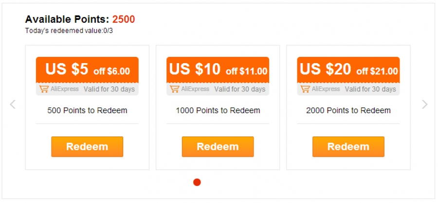 Pontos no Aliexpress